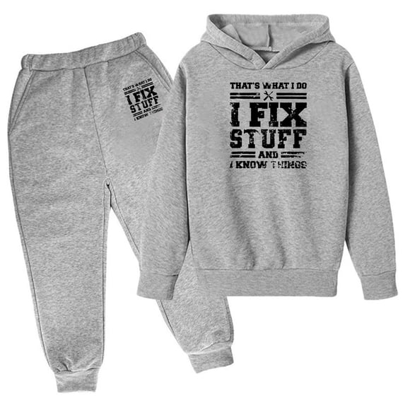 Boys Hoodie and Pants Set Winter Outfits Casual Letter Print Pullover Top with Soft Joggers Comfortable Kids Clothes
