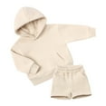 thumbnail image 1 of Boys Hoodie and Shorts Set 2 Piece Pullover Sweatshirt with Pocket Elastic Waist Active Outfit for Kids Comfortable Playwear, 1 of 3
