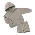 thumbnail image 1 of Boys Hoodie and Shorts Set 2 Piece Pullover Sweatshirt with Pocket Elastic Waist Active Outfit for Kids Comfortable Playwear, 1 of 4