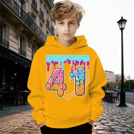 Boys Hoodies 100 Days Print Loose Fall Winter Pullover Hoodie Top School Hoodies for Boys Size 6-7Y