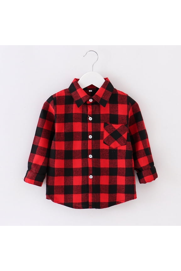 Boys Hoodies And Sweatshirts Autumn Winter Kids Flannel Jacket Plaid Long Sleeve Lapel Button Down Coat Tops Holiday Wear