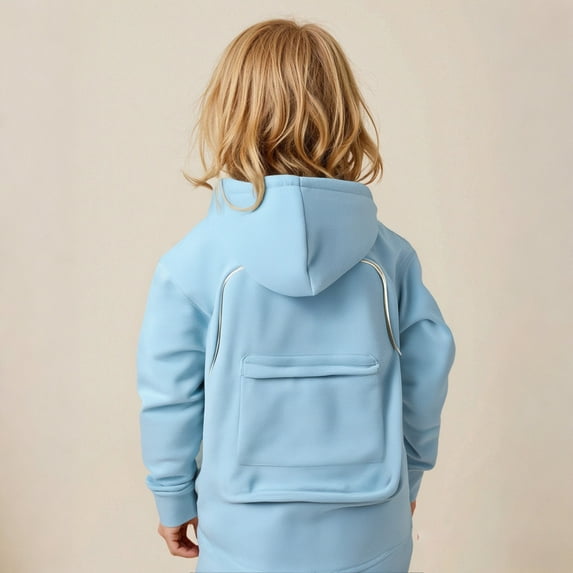 Boys Hoodies Blue Zipper Back with Bag Hooded Long Sleeve Pullover Hoodie Sweatshirt Fall Clothes Girls Hoodies Size 6-7 Years