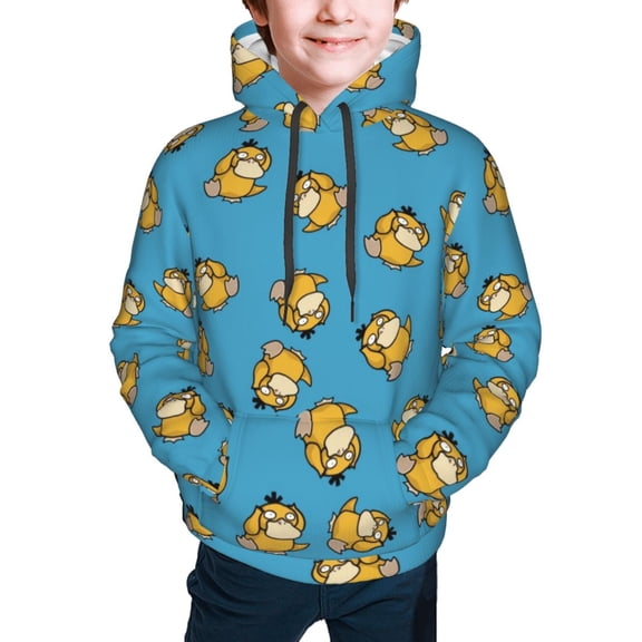 Boys Hoodies,Cartoon Psyduck Kids Sweatshirts Pullover Hooded Clothes With Pocket 18-20 Years,XL