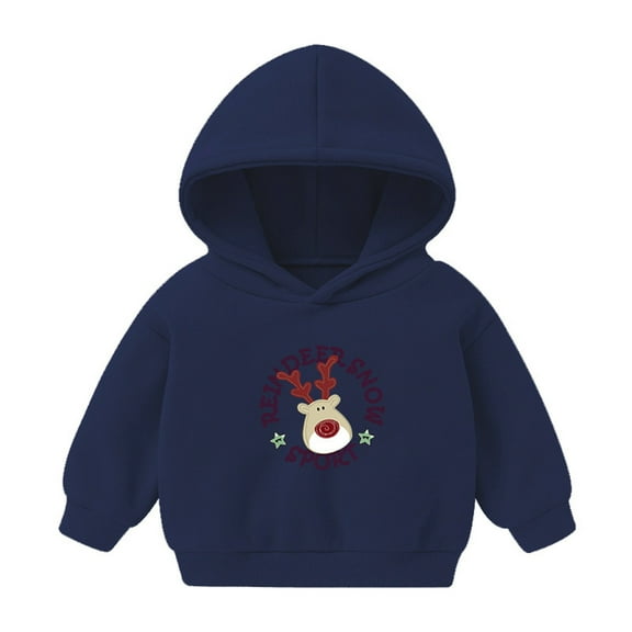 Boys Hoodies Christmas Prints toddler Pullover Fleece Children Solid Plus Babies Hooded Color top tops Sweatshirt Size 3-4