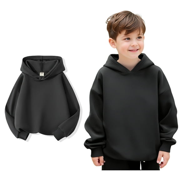 Boys Hoodies Dark Gray Hoodie Long Sleeve Casual Basic Pullover Sweatshirt Hoodie Warm Fall Winter Clothes 6-7 Years Old Boy Clothes