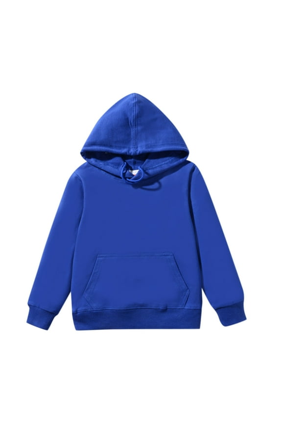 Boys Hoodies Drawstring Hooded Soild Color Print Girls Sweatshirts Kids Pullover with Pockets(160 9-11 Years,BU1)