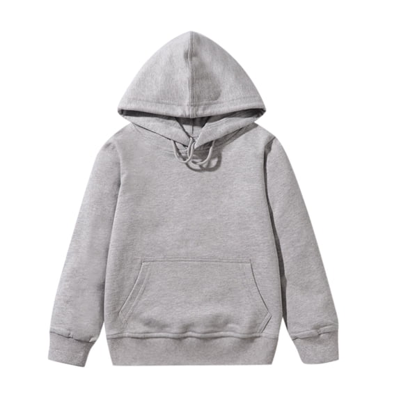 Boys Hoodies Drawstring Hooded Soild Color Print Girls Sweatshirts Kids Pullover with Pockets(160 9-11 Years,Grey)