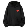 thumbnail image 1 of Boys Hoodies Hooded Heart Pattern Print Girls Kids Pullover Sweatshirt with Pockets(15Y 14-15 Years,Black), 1 of 5