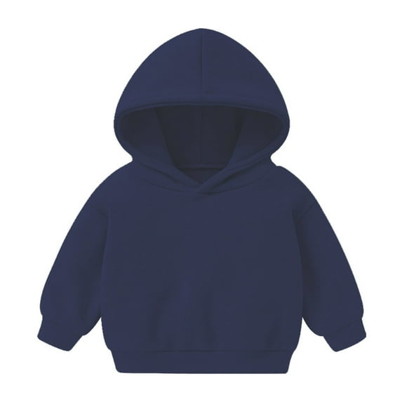 Boys Hoodies Hooded Solid Plus Babies Color Lovely Colorful Loose Fitting Soft Navy Crewneck Sweatshirt Sizes 4-5 Years