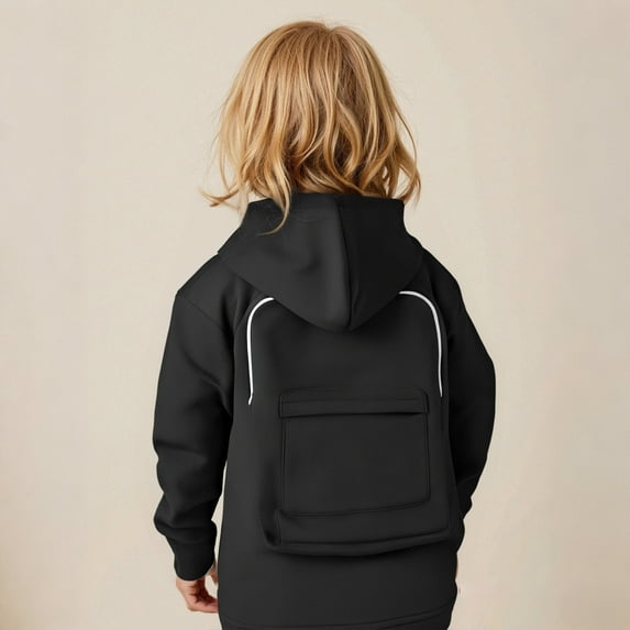 Boys Hoodies Kids Black Zipper Back with Bag Hoodie Long Sleeve Soft Sweatshirts Top Fall Clothes 12-13 Years Toddler Girl Clothes