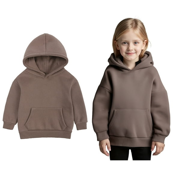Boys Hoodies Kids Brown Hoodie Long Sleeve Hooded Sweatshirt Top Fall Winter Clothes Girls Tops Size 12-13 Years Boys Girls Fashion