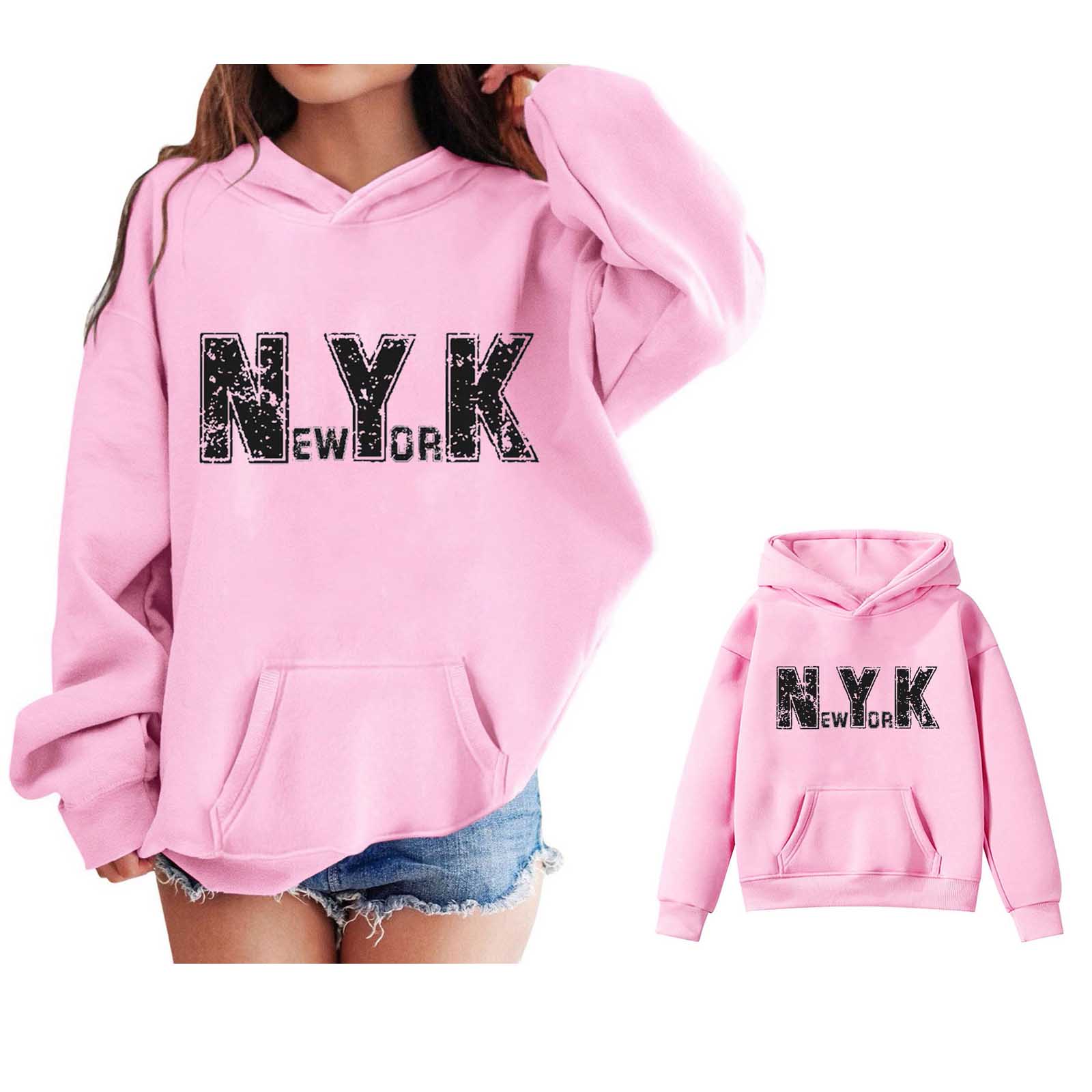 Boys Hoodies Kids City Name Letter Print Pink Hoodie Casual Long Sleeve ...