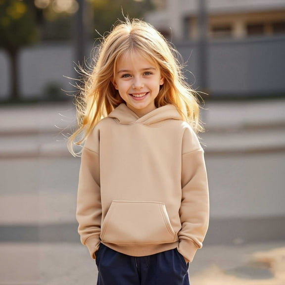 Boys Hoodies Kids Khaki Hoodies Casual Long Sleeve Classic Hoodie Fall Clothes Toddler Clothes for Girls 5-6 Years