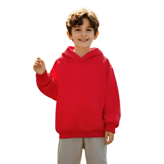 Boys Hoodies Kids Red Hooded Long Sleeve Lightweight Pullover Tops Loose Sweatshirt Winter Clothes Girls Clothes Size 6-7 Years Boys Girls Fashion