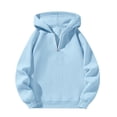 thumbnail image 1 of Boys Hoodies Long Sleeve Pullover Basic Solid Hooded Sweatshirts for Boys Girls Fleece Half Zip up Fall Pullover Sweatshirt, 1 of 9