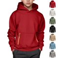 thumbnail image 1 of Boys Hoodies Long Sleeve Pullover Hoodies Casual Loose Tops Red Sweatshirt Kids Size 4-15 Years, 1 of 4