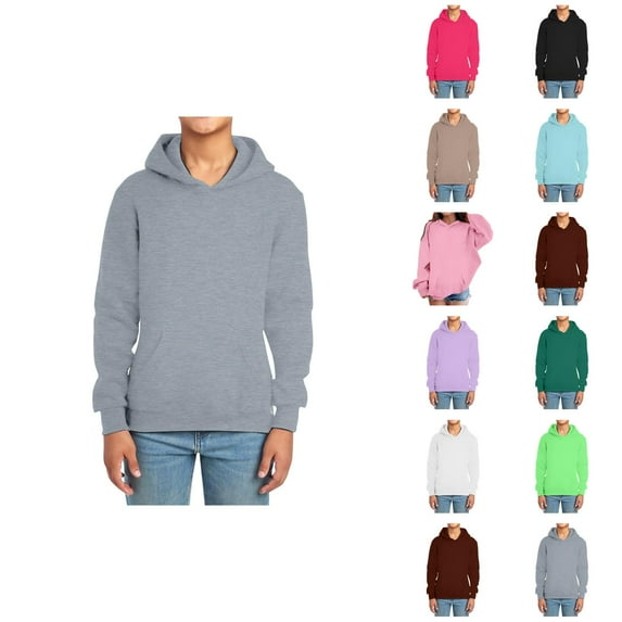 Boys Hoodies Long Sleeve Solid Color Sports Pullover Casual Lightweight Loose Fit Comfortable Outwear Coat With Pockets Winter Warm Soft Sweatshirt for Kids Outdoor Activities