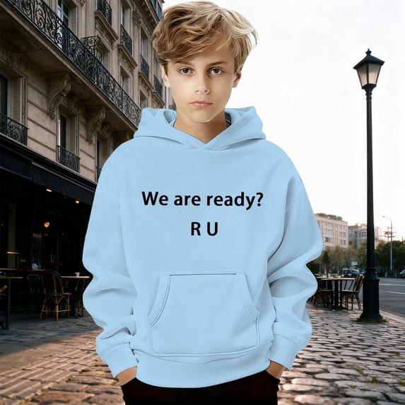 Boys Hoodies Solid Color No Drawstring Pocket Pullover Hoodie Top Fall Casual Sweatshirts for Boys Size 5-6Y
