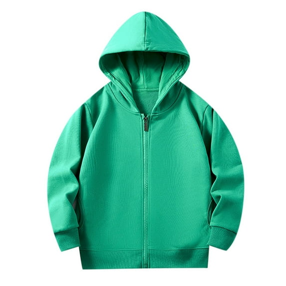Boys Hoodies Solid Color Zip Up Sweatshirt Casual Tops Coat&jacket Size 8-9T