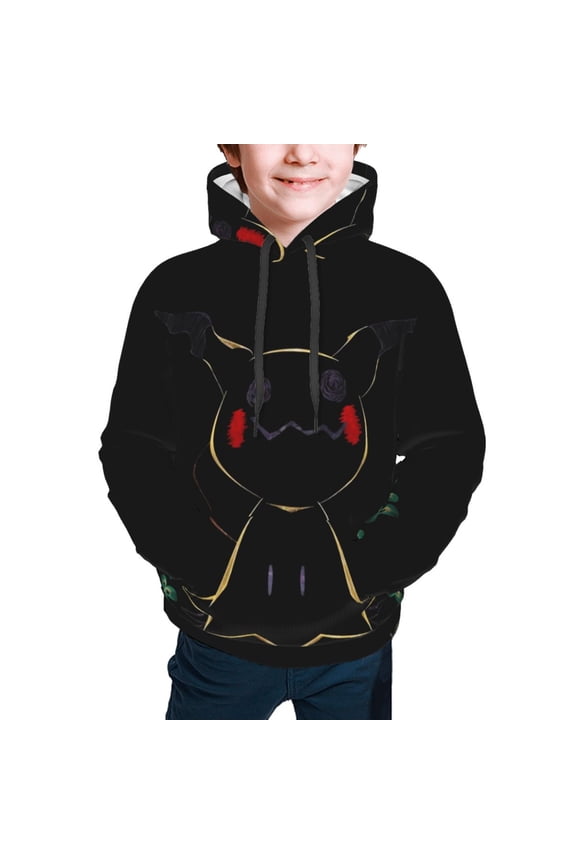 Boys Hoodies Sweatshirt Pokémon-Mimikyu Ghost Fairy Type Dark Spooky Forest Pullover with Big Pocket for Kids Fashion 10-12 Years,M