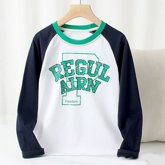 Boys Hoodies & Sweatshirts Autumn Boys' Long Sleeved Big Kids Contrast Color T Shirt Top Children's Base Shirt for Active Play and Comfortable Wear