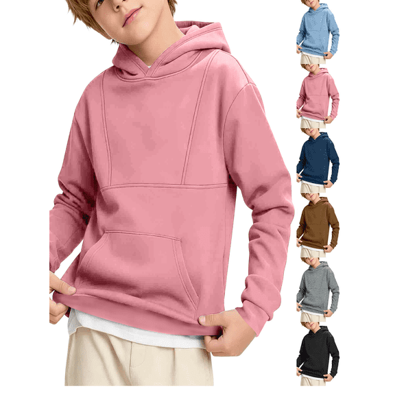 Boys Hoodies Sweatshirts Casual Long Sleeve Basic Pullover Sweatshirt Hooded Fall Clothes with Pockets