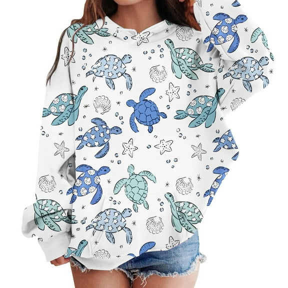 Boys Hoodies & Sweatshirts Casual Ocean Animal Print Pullover Warm for Kids Toddler Youth Autumn Winter Comfortable Fashionable Wear