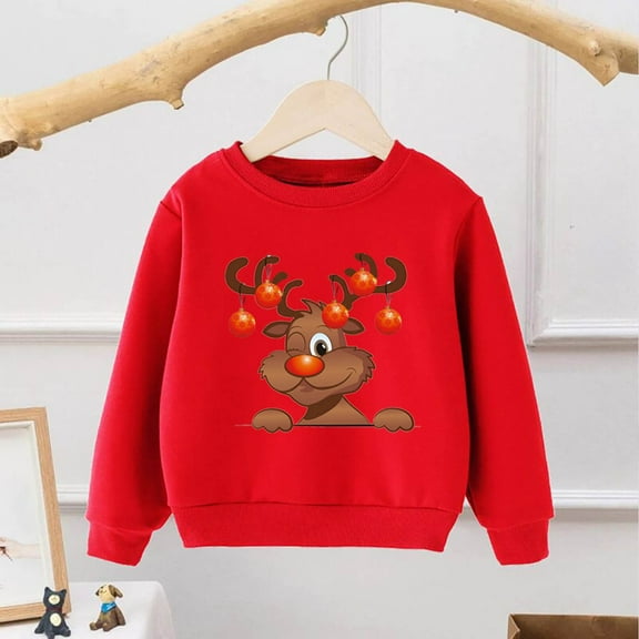 Boys Hoodies & Sweatshirts Christmas Cartoon Long Sleeve Letter Sweatshirt Toddler Outfit for Kids