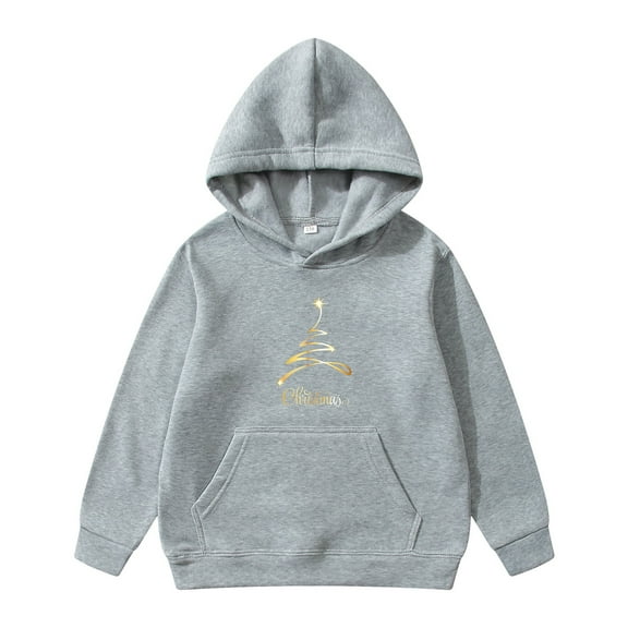Boys Hoodies & Sweatshirts Christmas Print Children's Hoodie with Fashionable Design and Casual Pocket Decoration Plus for Comfort