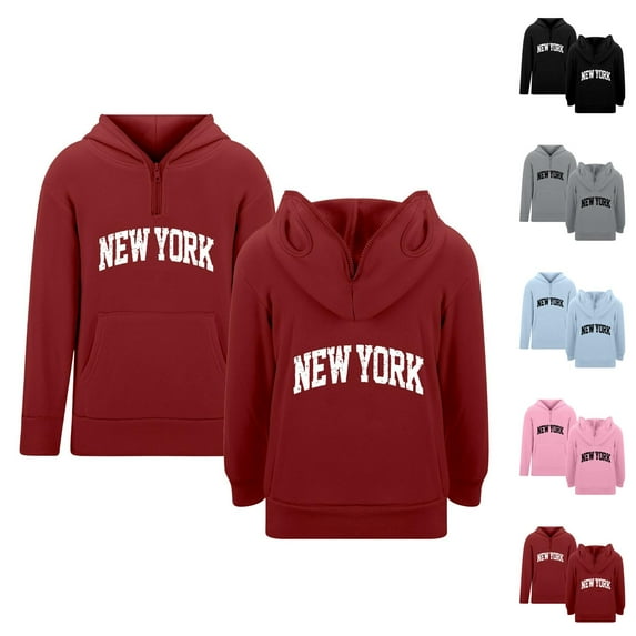Boys Hoodies & Sweatshirts Letter Print Pullover Zip Up Hoodie With Pockets For Casual School Outdoor Activities