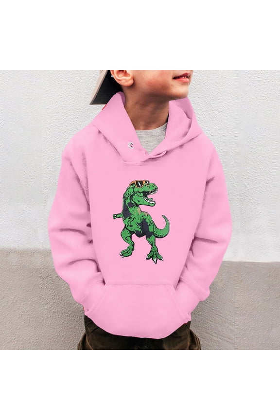Boys Hoodies & Sweatshirts Little Boys Girls Dinosaur Sweatshirts Long Sleeve Hooded Pullover Toddler Kids Winter Warm Shirt Sweater Tops 3-14 Years
