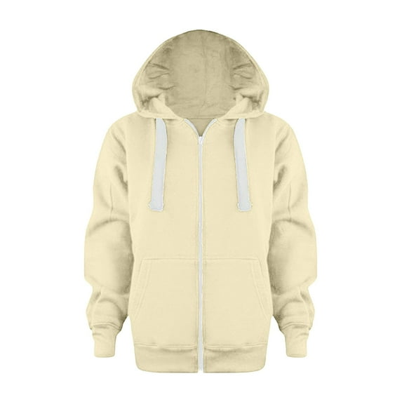 Boys Hoodies & Sweatshirts Solid Color Zip Jackets Long Sleeve Tops for Kids and Boys Fashionable Coat and Jacket Sports Hoodie Lightweight Jackets（Color:Beige,Size:7-8 Years)