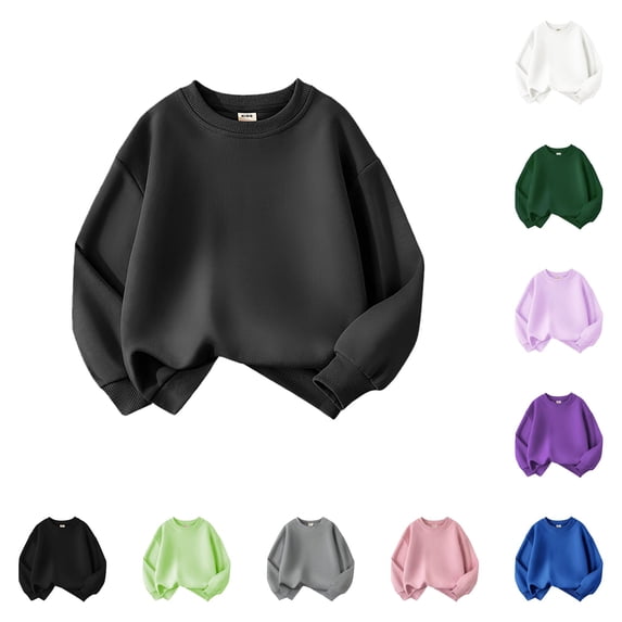Boys Hoodies & Sweatshirts Toddler Pullover Sweatshirt Basic Crewneck Solid Hoodie Coat Tops for Kids