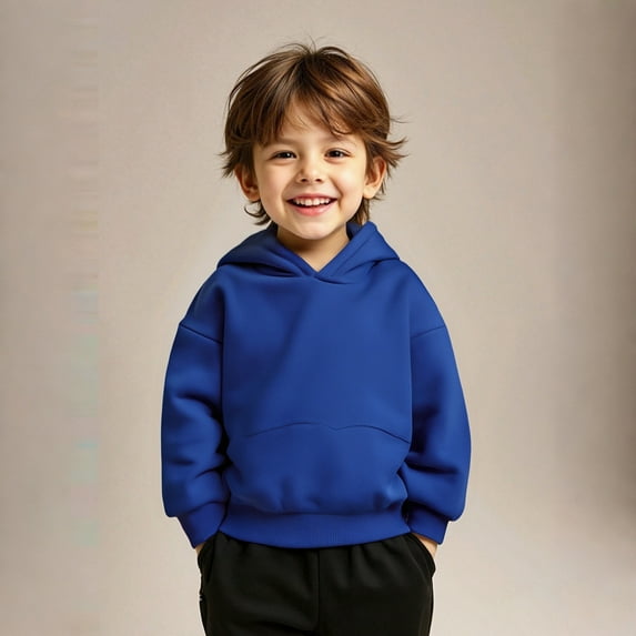 Boys Hoodies Thickened Blue Hooded Casual Long Sleeve Hoodies Fall Winter Clothes 18-24M Old Girl Clothes