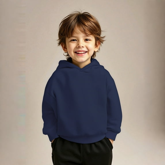 Boys Hoodies Thickened Navy Hoodies Casual Long Sleeve Hoodie Sweatershirt Pullover Fall Winter Clothes Girls Toddler Clothes 5-6 Years