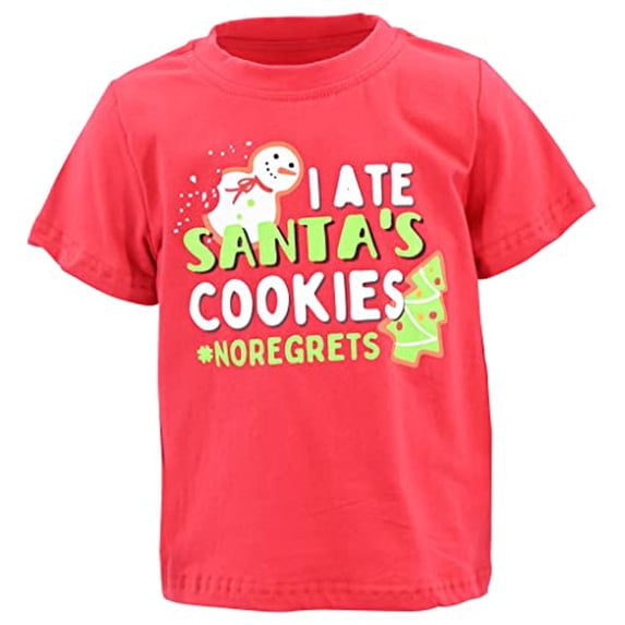 Boys I Ate Santas Cookies No Regrets Kids Christmas Shirt Clothes (9Y, Red)