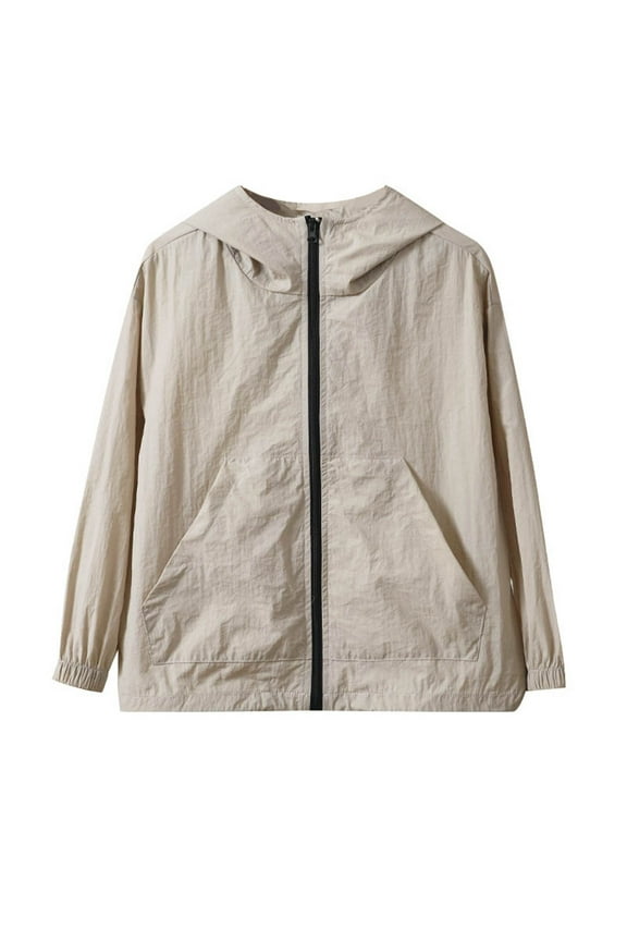 Boys Jacket Casual Fashion Solid Color Sun Jacket Long Sleeve Hooded Lightweight Comfortable Outdoor Coat for Boys Spring Fall Season Outdoor Activities