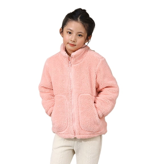 Boys Jacket,Coat Toddler Girls Boys Winter Long Sleeve Warm Solid Thicken Stand Collar Jacket,Long Black Coat,Pink,2-3 Years