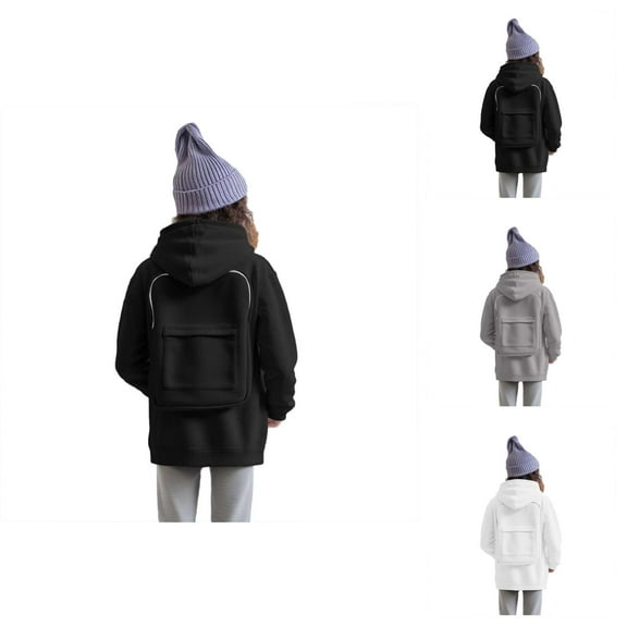 Boys Jacket Fashionable Casual Hoodies Long Sleeve Solid Color Sweatshirts Pocket Zipper Back With Bag Comfortable Lightweight Outwear Coat for Kids Back To School Daily Clothes