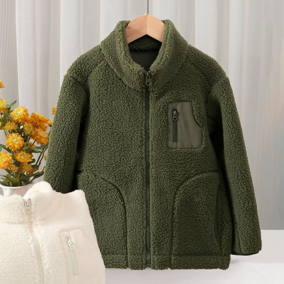 Boys Jacket Full-Zip Windproof Thermal Winter Coat Soft Cozy Stand Collar Design for Everyday Wear Ideal Ages 6-18