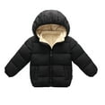 thumbnail image 1 of Boys Jacket Kids Solid Thick Warm Outerwear Hooded Coats Clothes Outfits Boys' Outerwear Jackets Black 2 Years-3 Years, 1 of 4