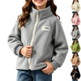 thumbnail image 1 of Boys Jackets Dqueduo Kids' Fleece Zip Up Stand Collar Casual Outerwear Jacket Coat For Boys Girls Gray 12-13 Years, 1 of 7