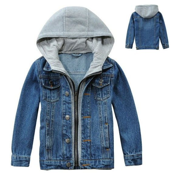 Boys Jean Jacket Long Sleeve Denim Hoodie Blue Denim Jacket Boys Spring Jacket 5-6 Years Boy Clothes