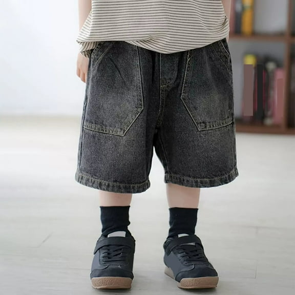 Boys Jean Shorts,Casual Loose Elastic Waist Cargo Jean Shorts Boys' Fashion Kids Boys Jeans Size 9-10 Years