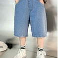 thumbnail image 1 of Boys Denim Shorts Fashion Wide Leg Pocket Jean Shorts Boys Fashion Boys Jeans Size 9-10 Years, 1 of 6