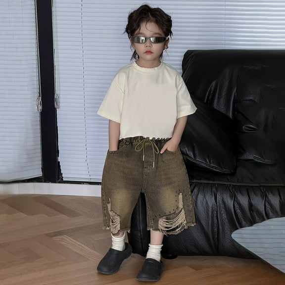 Boys Denim Shorts,Casual Baggy Summer Trousers Short Boys Fashion Kids Boys Jeans Size 4-5 Years