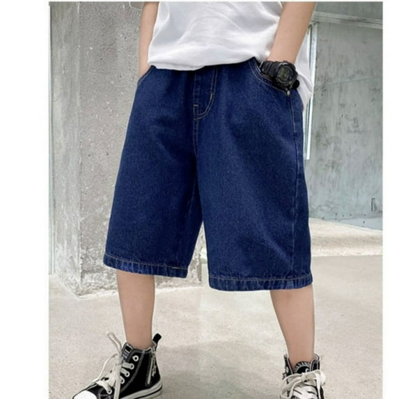 Boys Jean Shorts Classic Loose Elastic Waist Denim Shorts With Pocket Boys Summer Clothes Kids Boys Jeans Size 9-10 Years Cute Boy Clothing