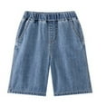 thumbnail image 1 of Boys Jean Shorts Casual Elastic Waist Denim Shorts with Pocket Boys Fashion Boys Shorts 11-12 Years, 1 of 8