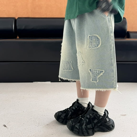 Boys Jean Shorts Classic Wide Leg Denim Shorts with Pocket Boys Summer Clothes Toddler 2T Boy Clothes