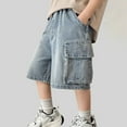 thumbnail image 1 of Boys Jean Shorts Fashion Loose Elastic Waist Summer Trousers Short Boys' Fashion Teen Boys Shorts Size 13-14 Years Cute&nbsp;Boy&nbsp;Clothing, 1 of 9